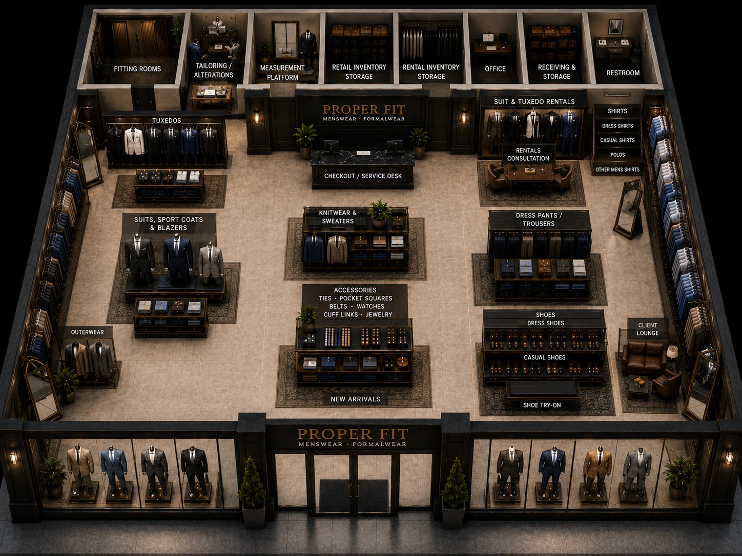 Top-down Proper Fit store map