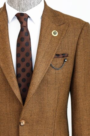 Almond Brown Patterned Men's Blazer