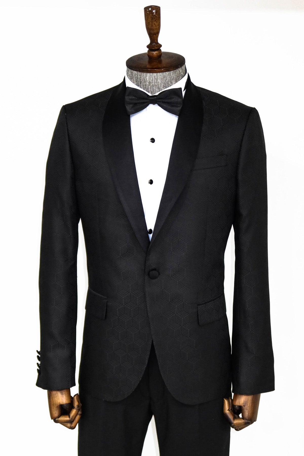 Black Pentagon Patterned Prom Blazer - Sport Coat Blazer