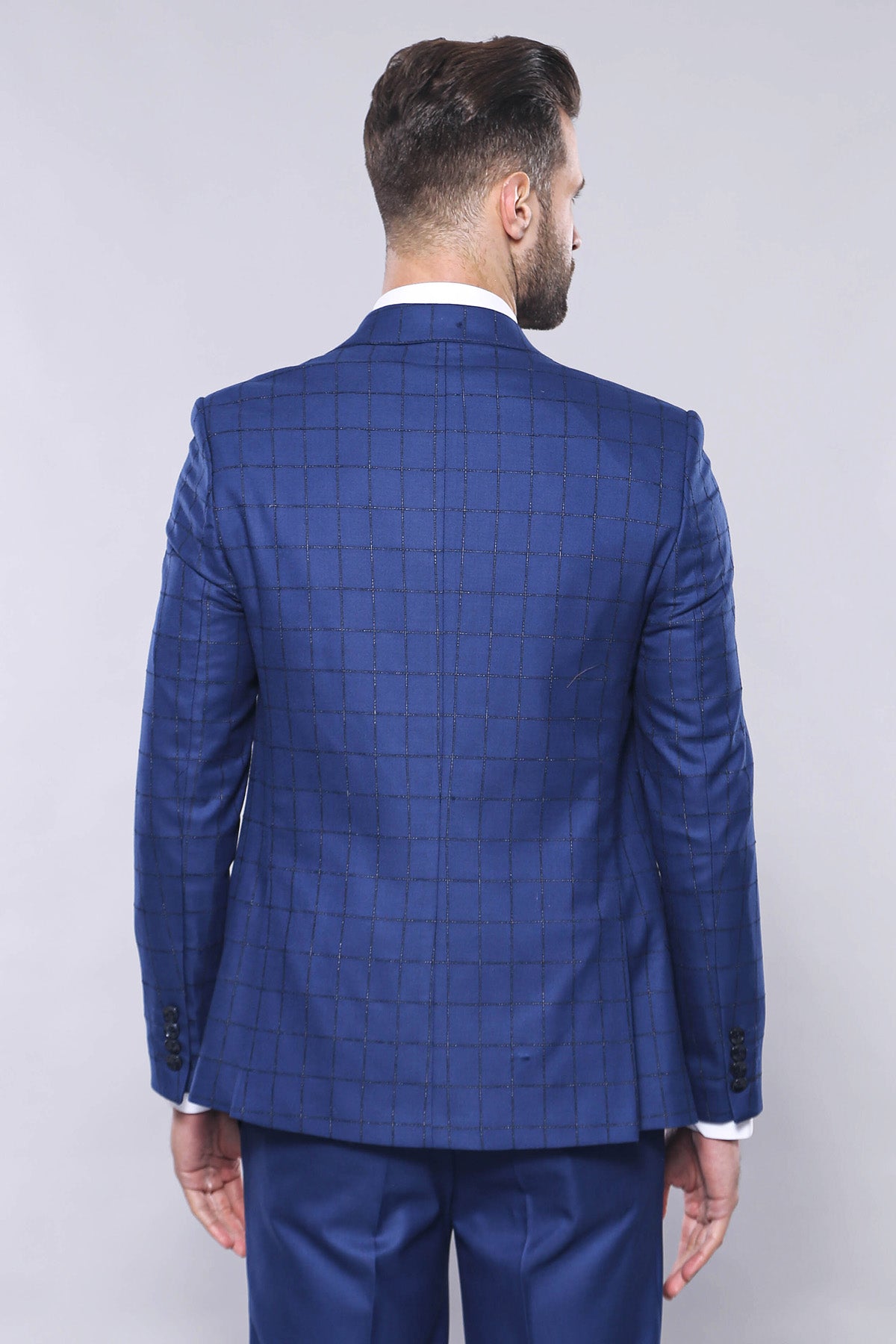 Blue Vested Suit With Plaid Blazer 7