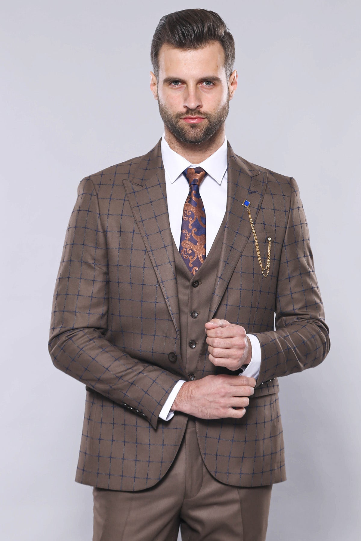 Brown Checked Suit