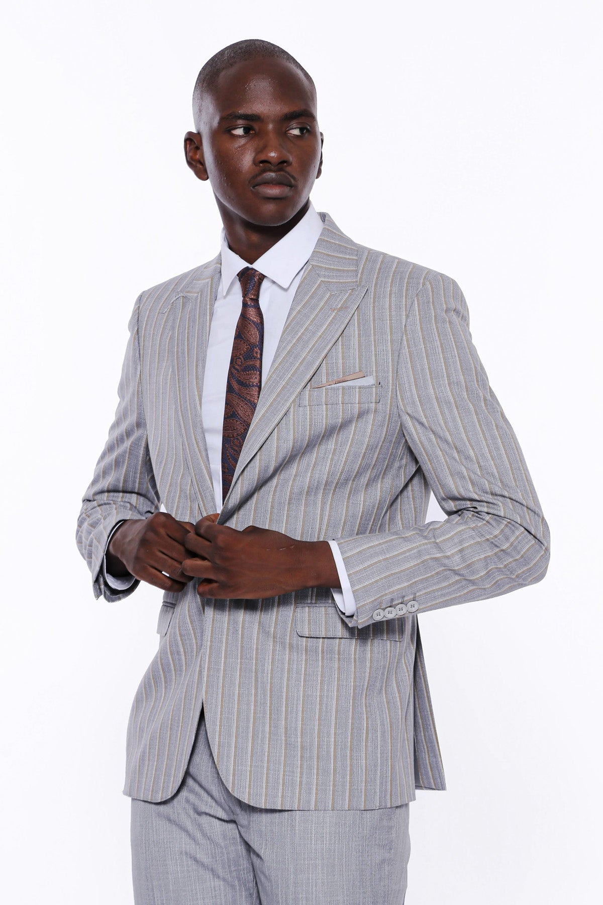 Grey Striped Suit 3