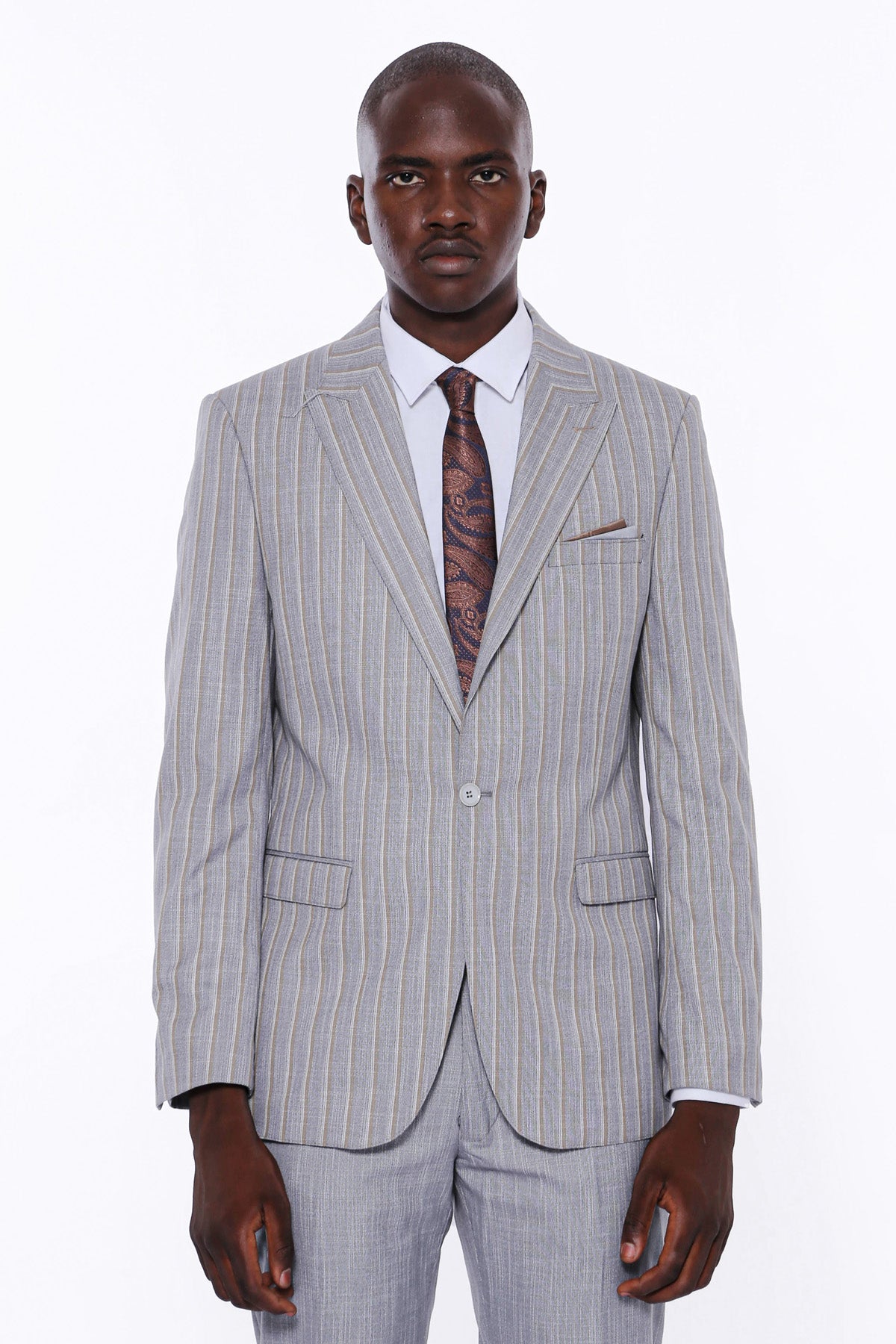 Grey Striped Suit 5