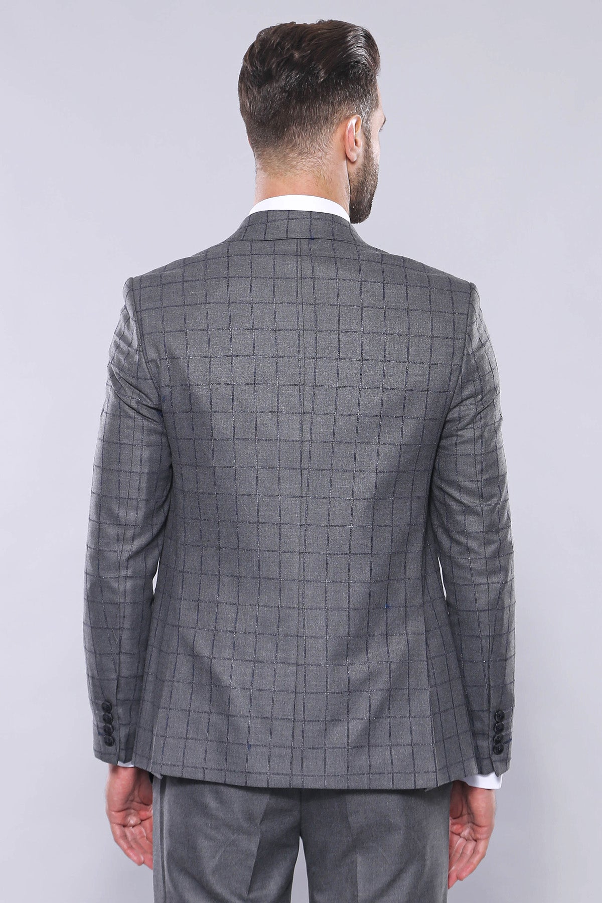 Grey Vested Checked Suit 7