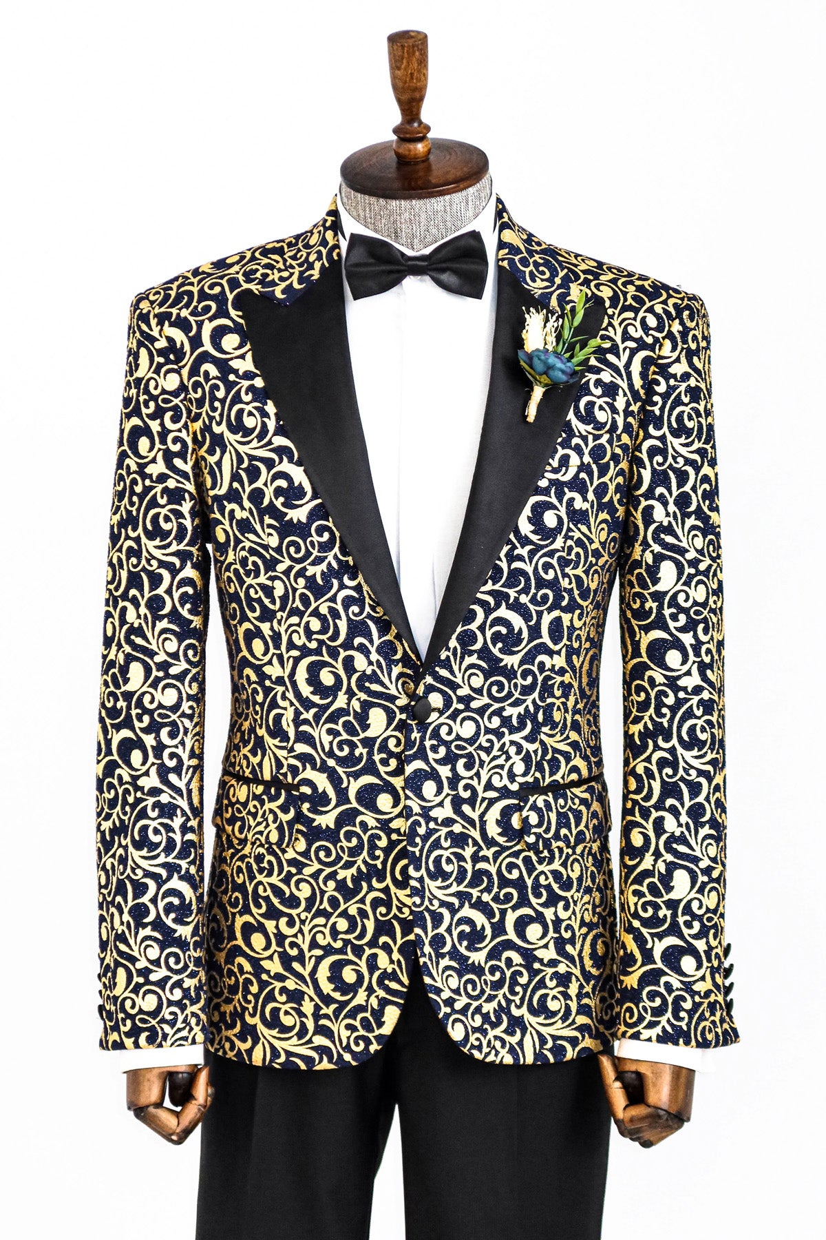Black and Gold - Silver Paisley Blazer - Floral Tuxedo - Cream and Gold Including Bowtie - Paisley main image 0