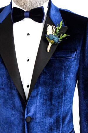 Navy Blue Plain Shiny Prom Blazer
