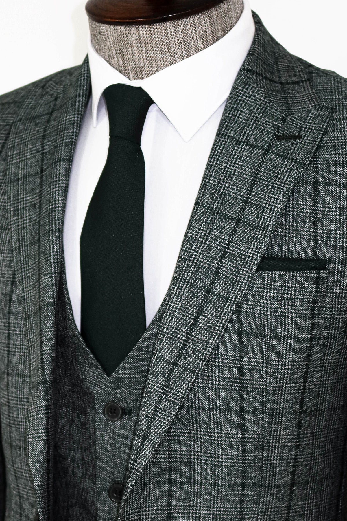 Plaid Dark Grey Slim Fit Suit 4