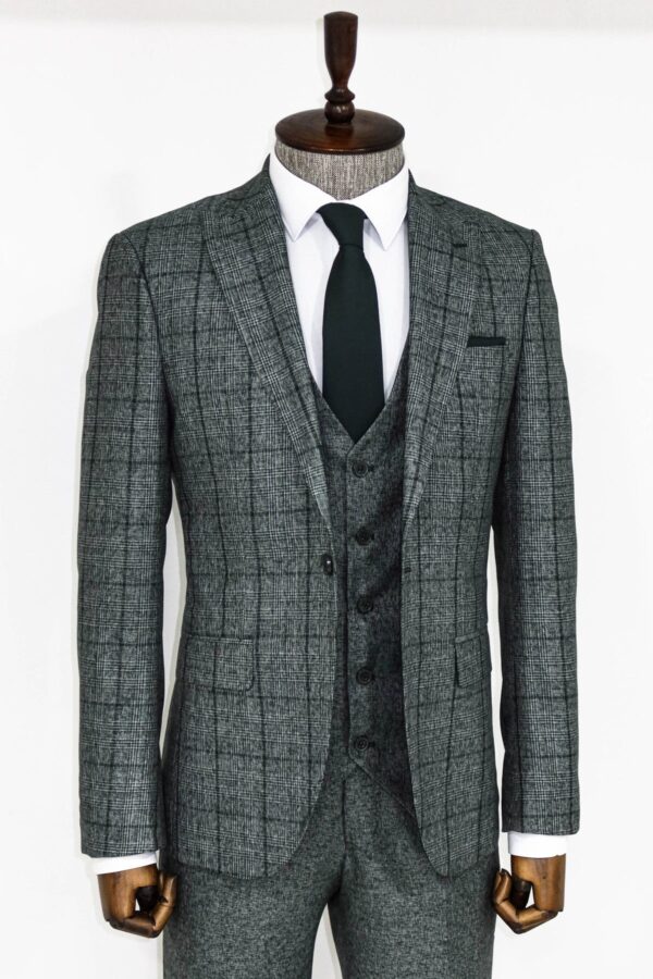 Plaid Dark Grey Slim Fit Suit