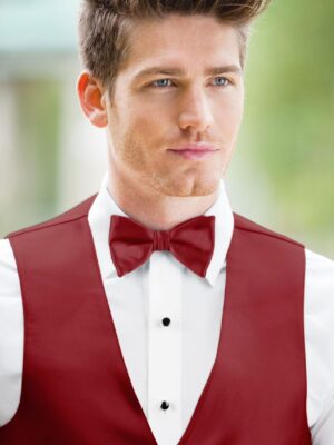 Solid Apple Red Bow Tie