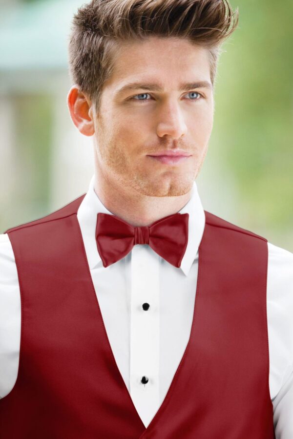 Solid Apple Red Bow Tie