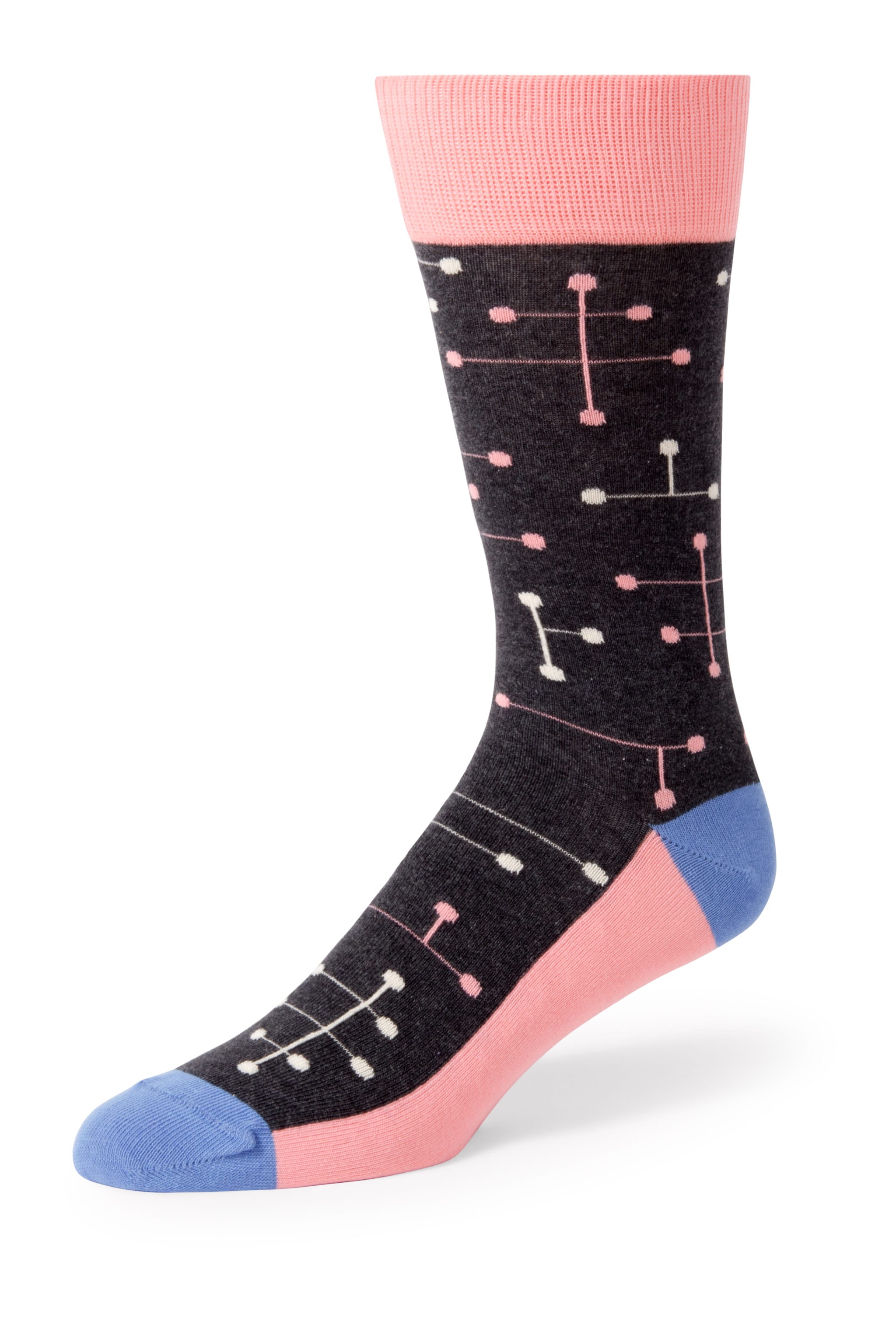 Coral Line Dot Men's Dress Socks