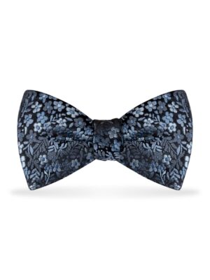 Floral Slate Blue Bow Tie