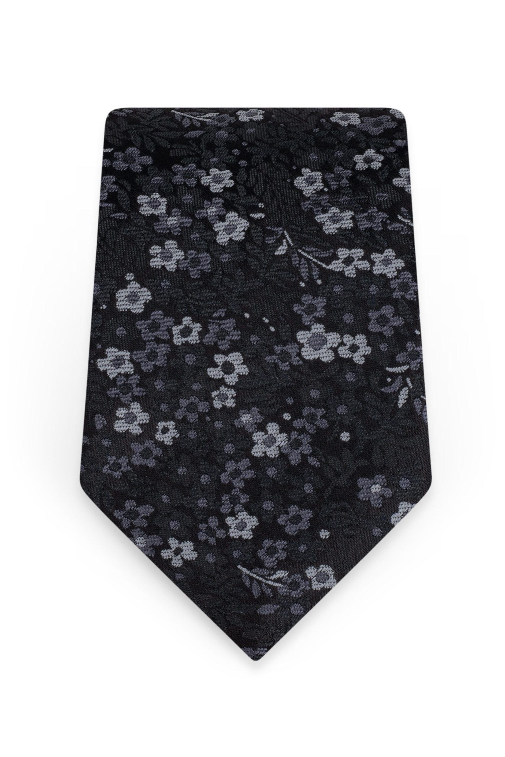 Floral Black Self-Tie Windsor Tie 1