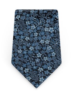 Floral Slate Blue Self-Tie Windsor Tie