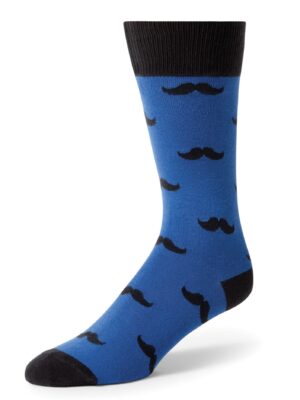 Royal Blue Mustache Men's Dress Socks