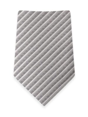 Striped Silver Self-Tie Windsor Tie