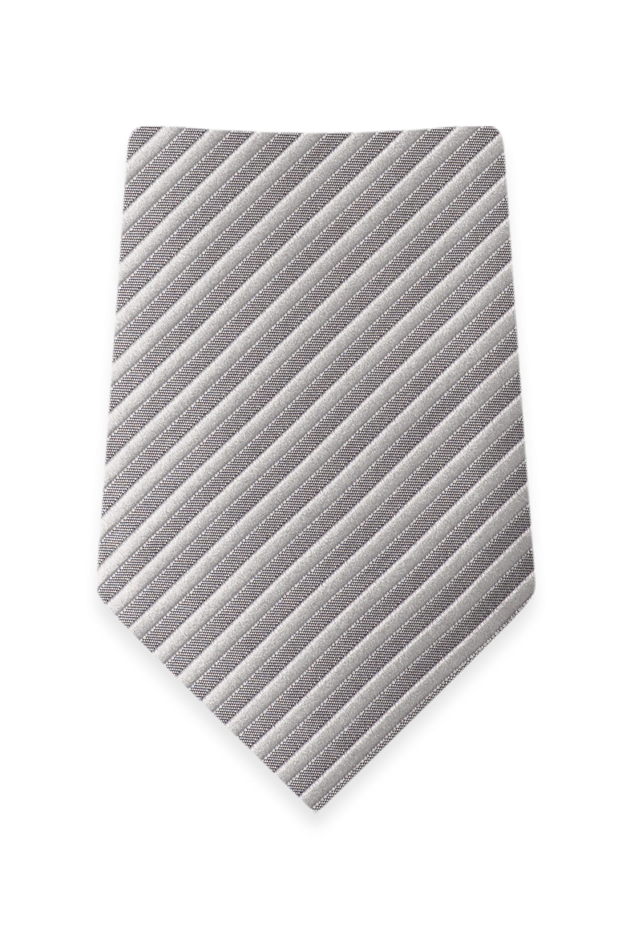 Striped Silver Self-Tie Windsor Tie