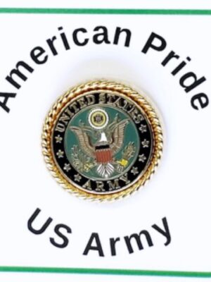 US ARMY Military Lapel Pin with Gold Rope Bezel /pinch clip back /mounted on display card / Import