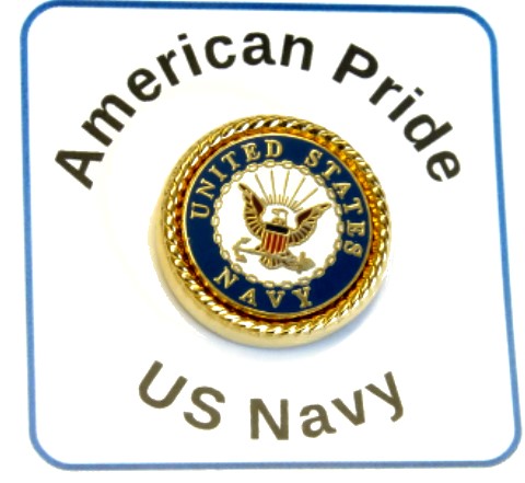 US NAVY Military Lapel Pin with Gold Rope Bezel /pinch clip back /mounted on display card / Import 1
