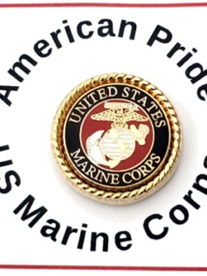 US MARINE CORPS Military Lapel Pin with Gold Rope Bezel /pinch clip back /mounted on display card / Import