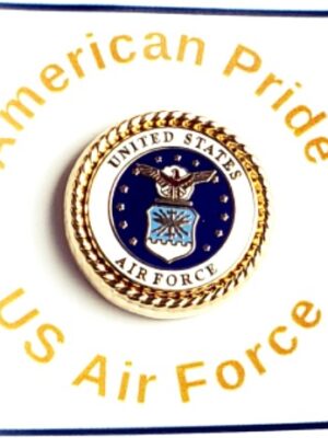 US AIR FORCE MILITARY Lapel Pin with Gold Rope Bezel /pinch clip back /mounted on display card / Import