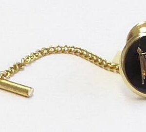 CL031 American Flag Tie Tac/ Black Background / Basic Round Gold Frame/ Off Center Pin Keeps the Flag in Correct Position /Spring Clip with Chain Guard/ Boxed ** Made in USA**