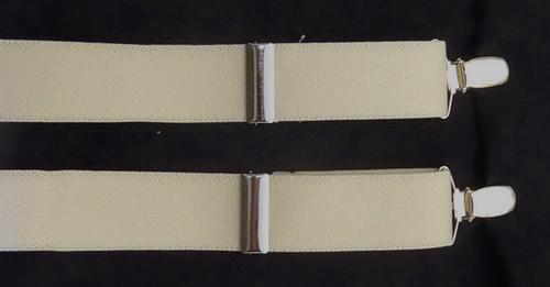 1 1/4 Ivory POLY GAB/ BLACK JOINER/ NICKEL HARDWARE/ CLIP ENDS /BOXED SUSPENDERS ** made in USA **
