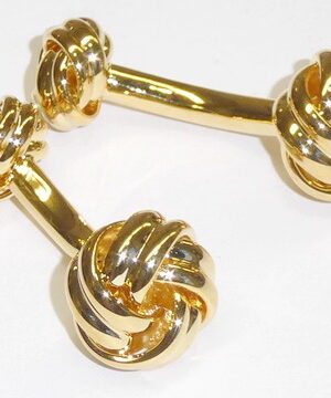 Two Sided 12 & 10mm Gold Love Knots Cufflinks Setting / Import