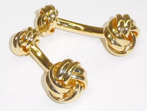Two Sided 12 & 10mm Gold Love Knots Cufflinks Setting / Import