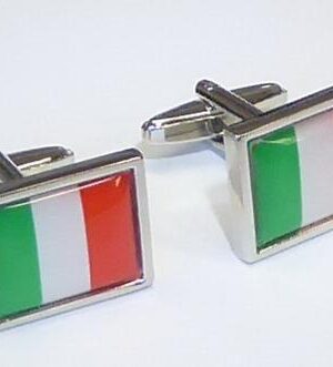Italian Flag /Green,White,Red/ Polished Rhodium Cufflinks/ Import