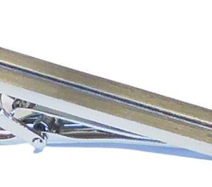 2 inch Length / Brushed Rhodium Tie Bar with center Diamond Cut Stripe / Import/ Gift Boxed