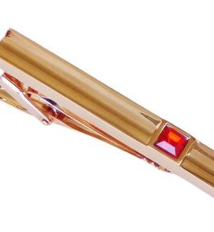 Concave design Tie Bar/ Ruby Faceted Stone /Rose Gold Polished Finish/2 3/8" 60x8x3mm /Import