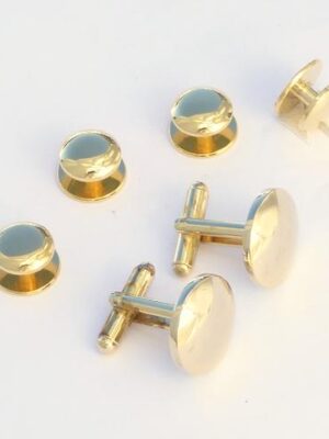 Military Style Solid  brass electroplated Gold Finish / 18mm diameter domed links & 11mm 4 domed studs /Display Box/ Import