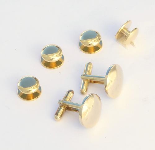 Military Style Solid  brass electroplated Gold Finish / 18mm diameter domed links & 11mm 4 domed studs /Display Box/ Import 1