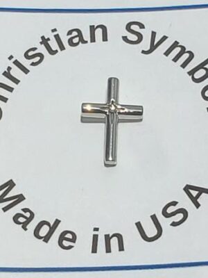 Polished Gold 21x13x3mm Cross/ sun burst pattern with CZ stone in center/ Pinch Clip / display card