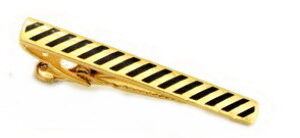 2.1/4 Inch Length Diagonal epoxy Black lines on Gold Tie Bar / Import / Boxed
