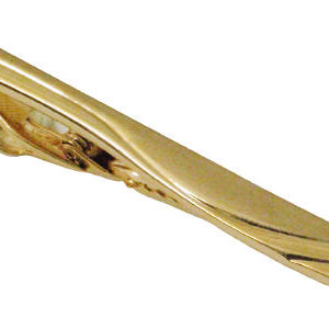 2 1/4 inch Swoop pattern Tie Bar with Polished and Mat Gold Finishes / Import / Boxed