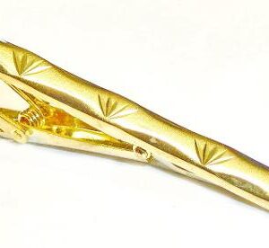 2.1/4 Inch Polished Gold Tie Bar with Frosted top With Leaf Bursts/ Import / Gift Boxed