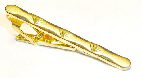 2.1/4 Inch Polished Gold Tie Bar with Frosted top With Leaf Bursts/ Import / Gift Boxed