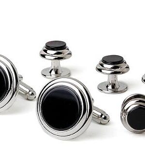 Genuine Onyx Double Tier Rim Silver Formal Set/ Import / Gift Boxed