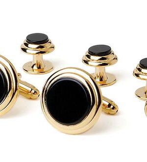 Genuine Onyx Double Tier Gold Rim Formal Set/ Import / Gift Boxed