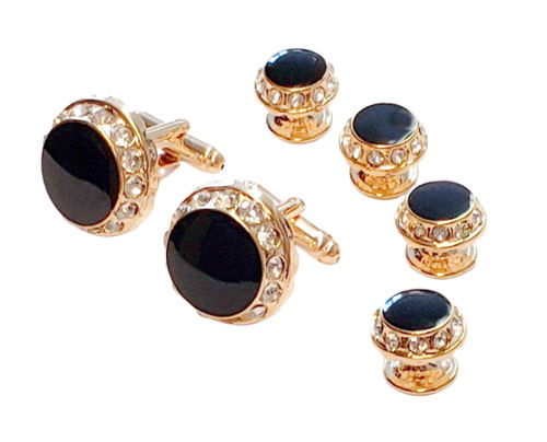 Faux Onyx Center with Crystal Edge/Gold Formal Setting 1