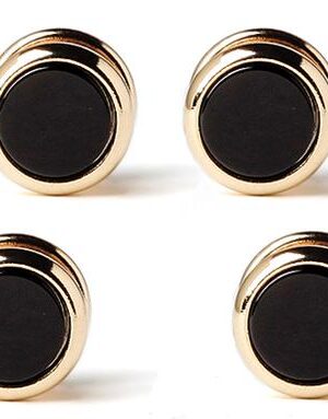 Genuine Onyx Stone/ Classic Round 4 GOLD Studs /Import / Gift Boxed