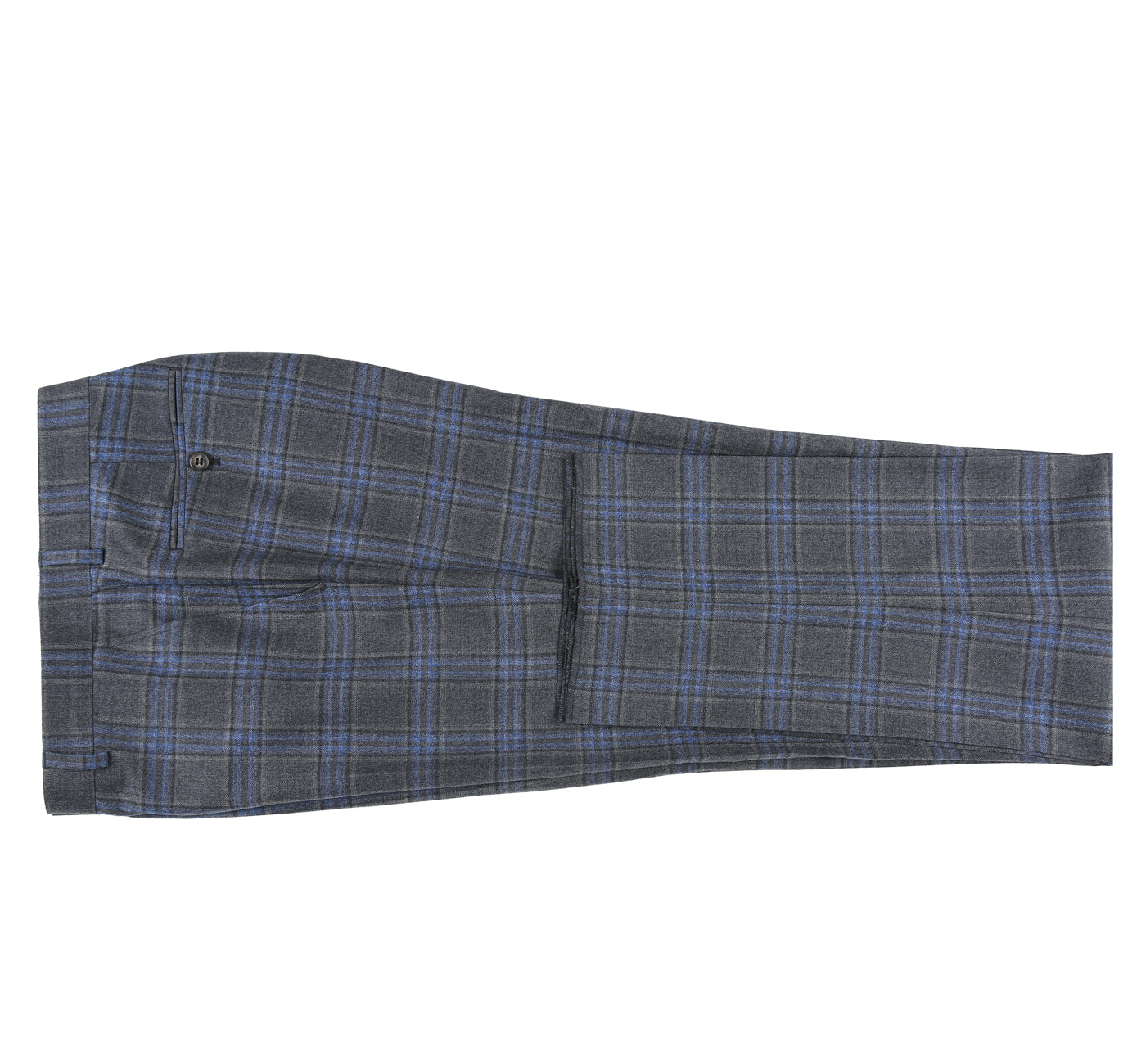 Men’s 3-Piece Classic Fit 100% Wool Heritage Grey Blue Plaid Suits 10