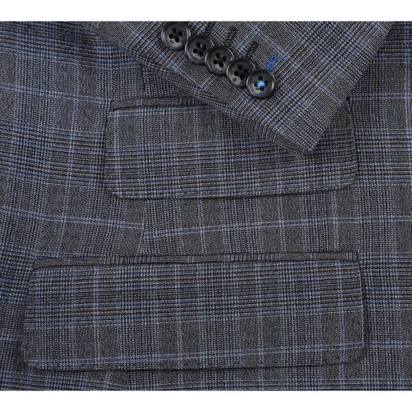 English Laundry Double-Breasted Gray with Blue Glen Check Suit
