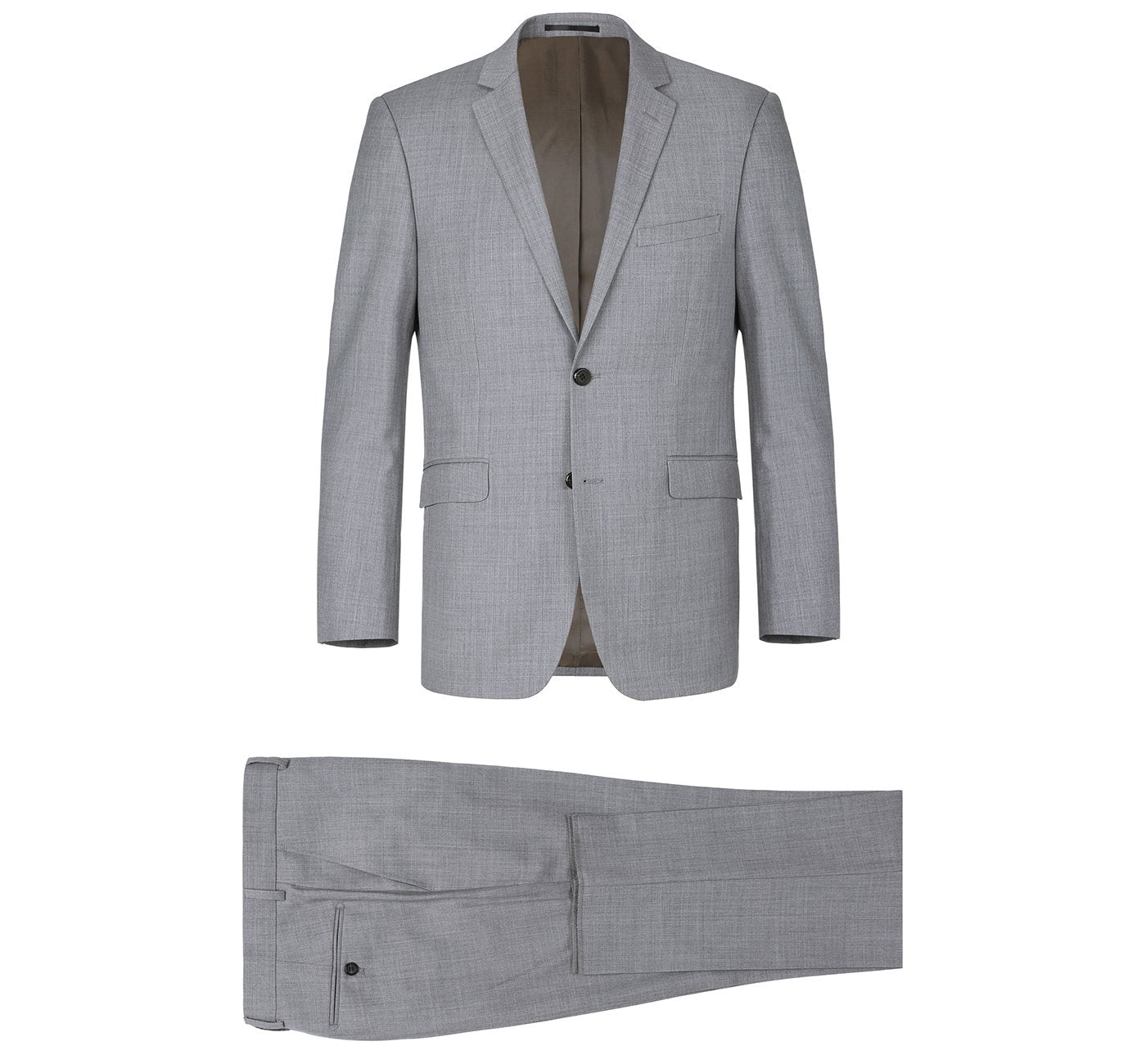Men’s Grey 2-Piece Notch Lapel Wool Suit 1
