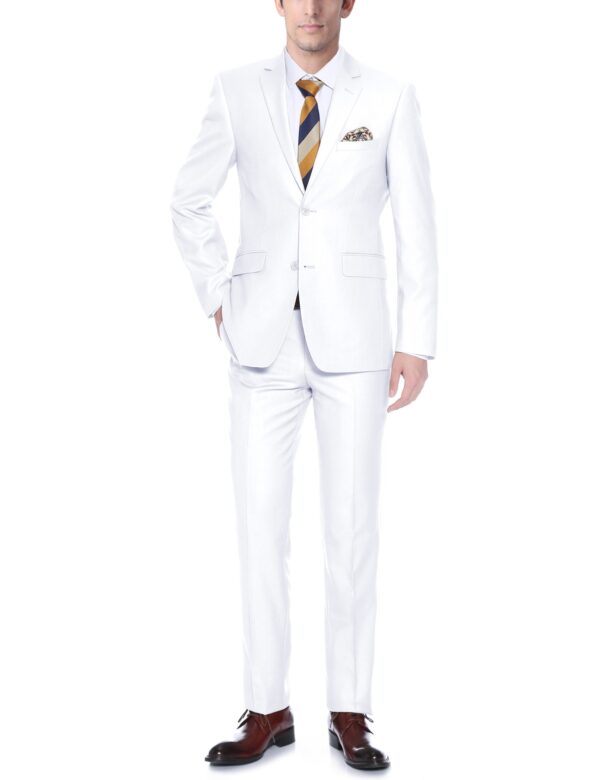 Men's White 2-Piece Single Breasted Notch Lapel Suit