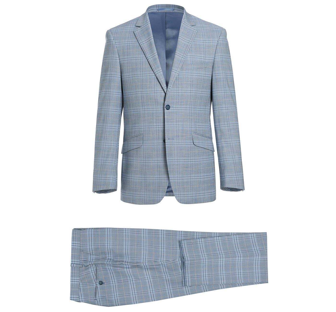 Men's 2-Piece Slim Fit Notch Lapel Stretch Windowpane Suit