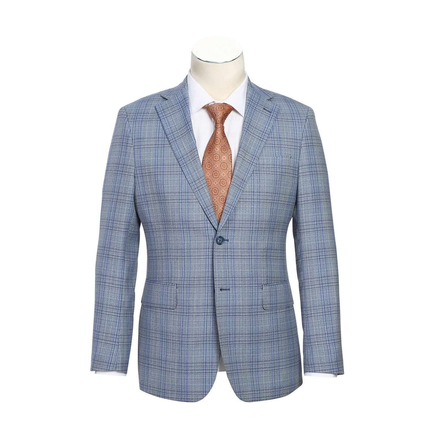 English Laundry Light Gray with Blue Check Wool Suit 1