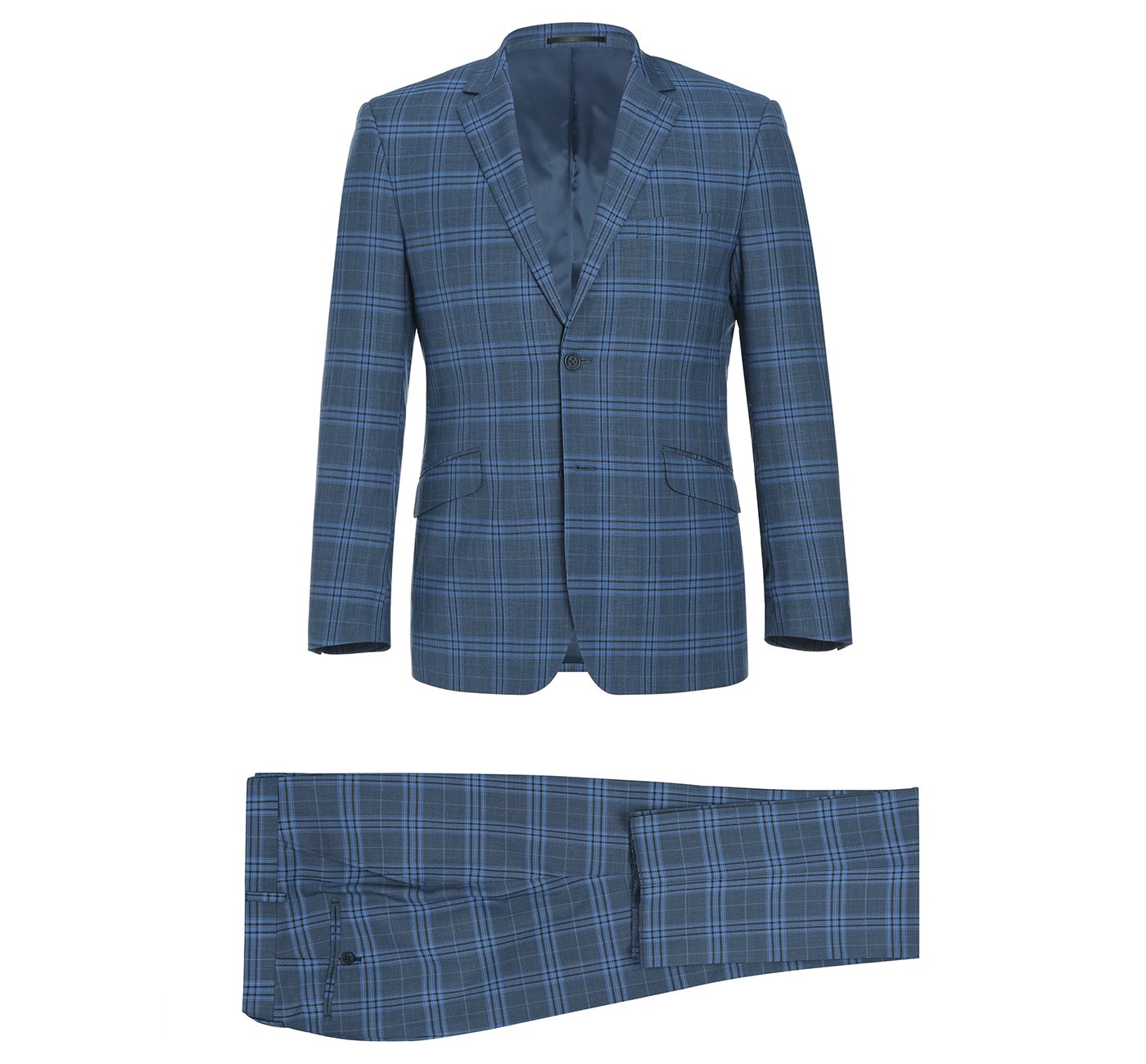 Men's 2-Piece Slim Fit Notch Lapel Stretch Windowpane Suit